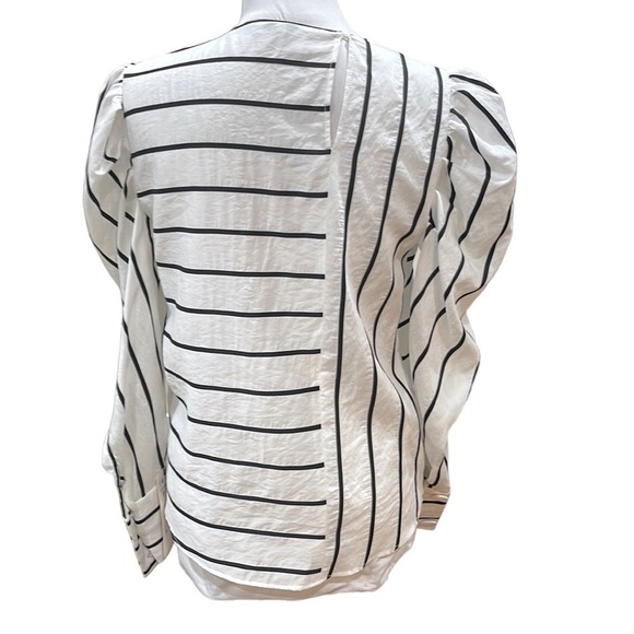 Nwt Zara Black White Stripe Long Puff Sleeve Top SZ S - Picture 6 of 11